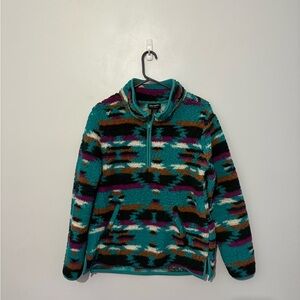 Wrangler Retro Teal and Brown Fleece Pullover